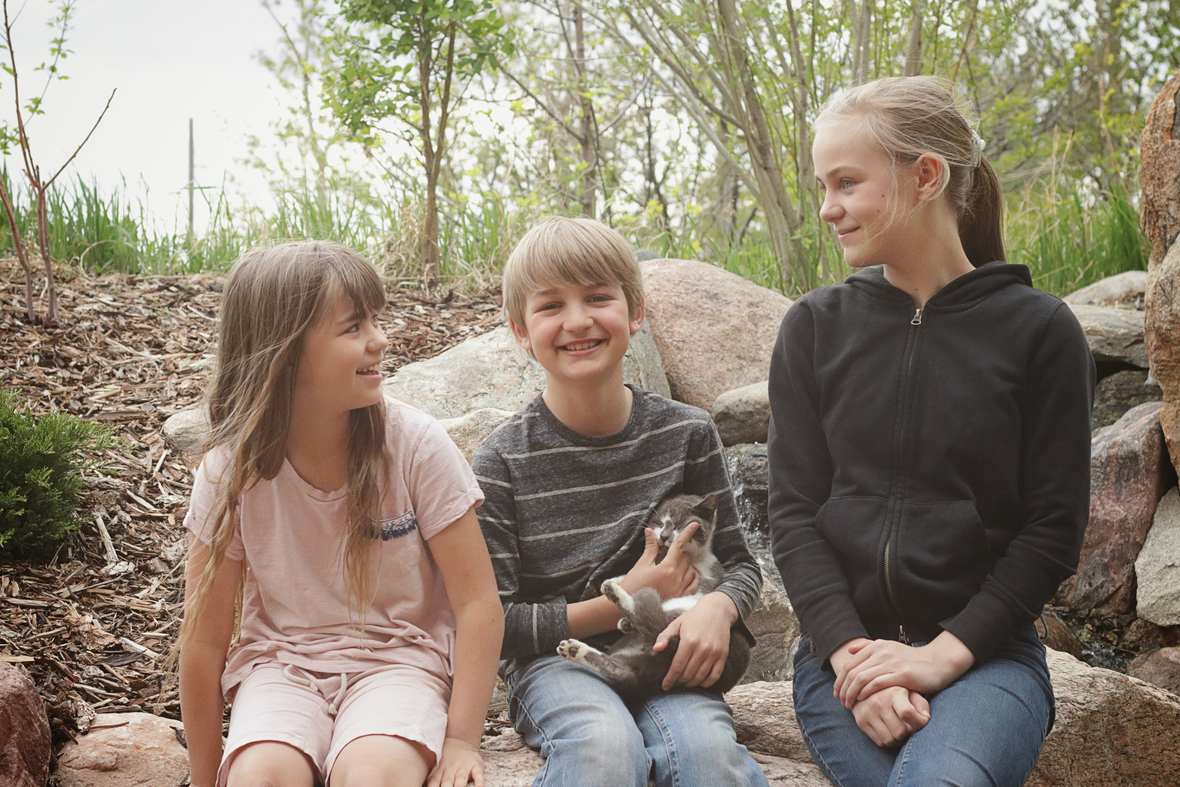 Kids at waterfall